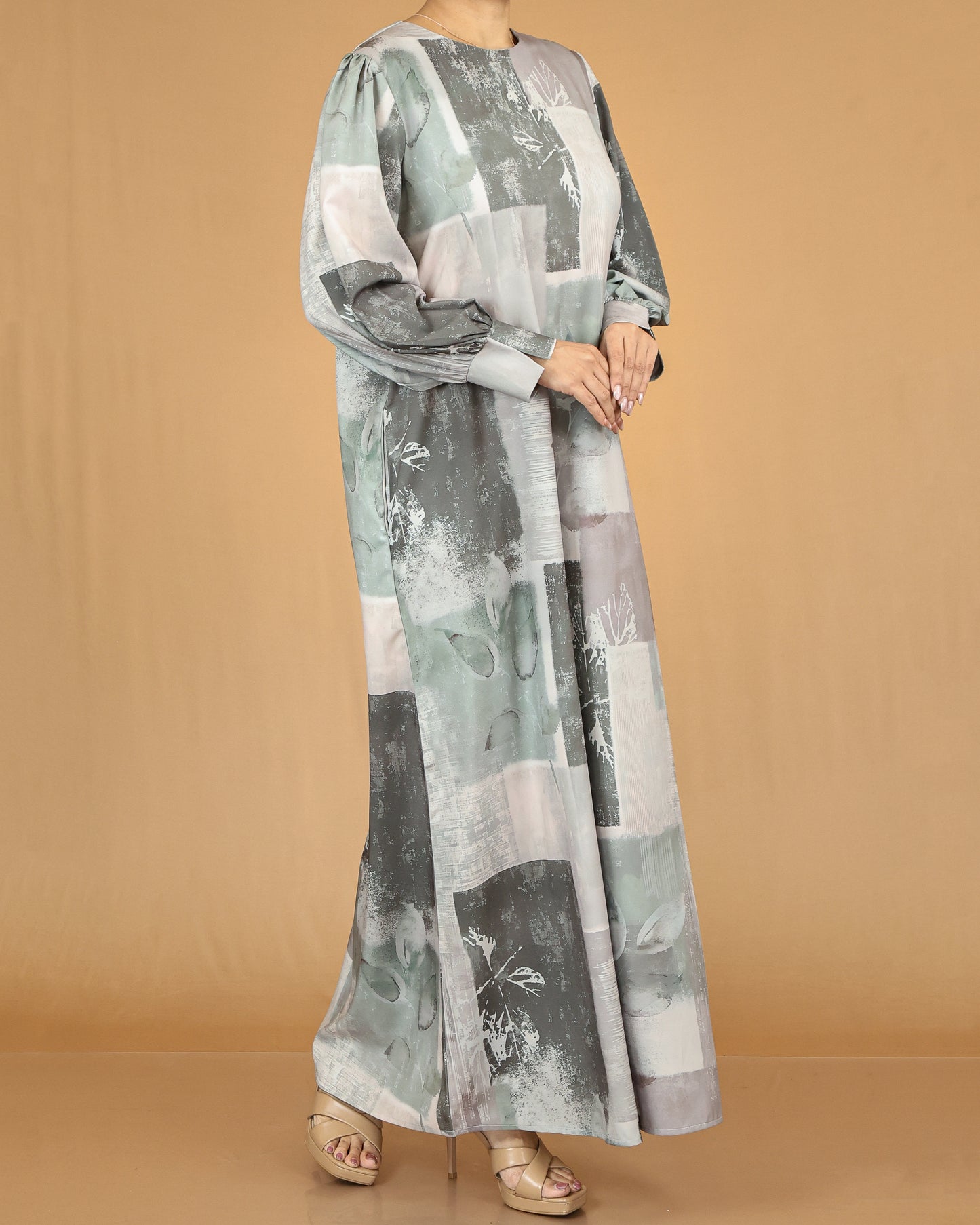 Sage Abstract Modest Abaya