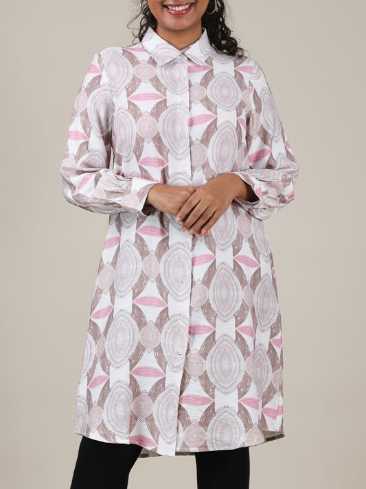 Aria Blush Geo Print Shirt Dress