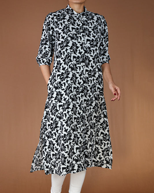 Floral Button-Down Midi Shirt Dress