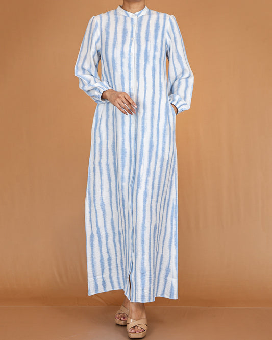 Skyline Stripe Modest Shirt Maxi Dress