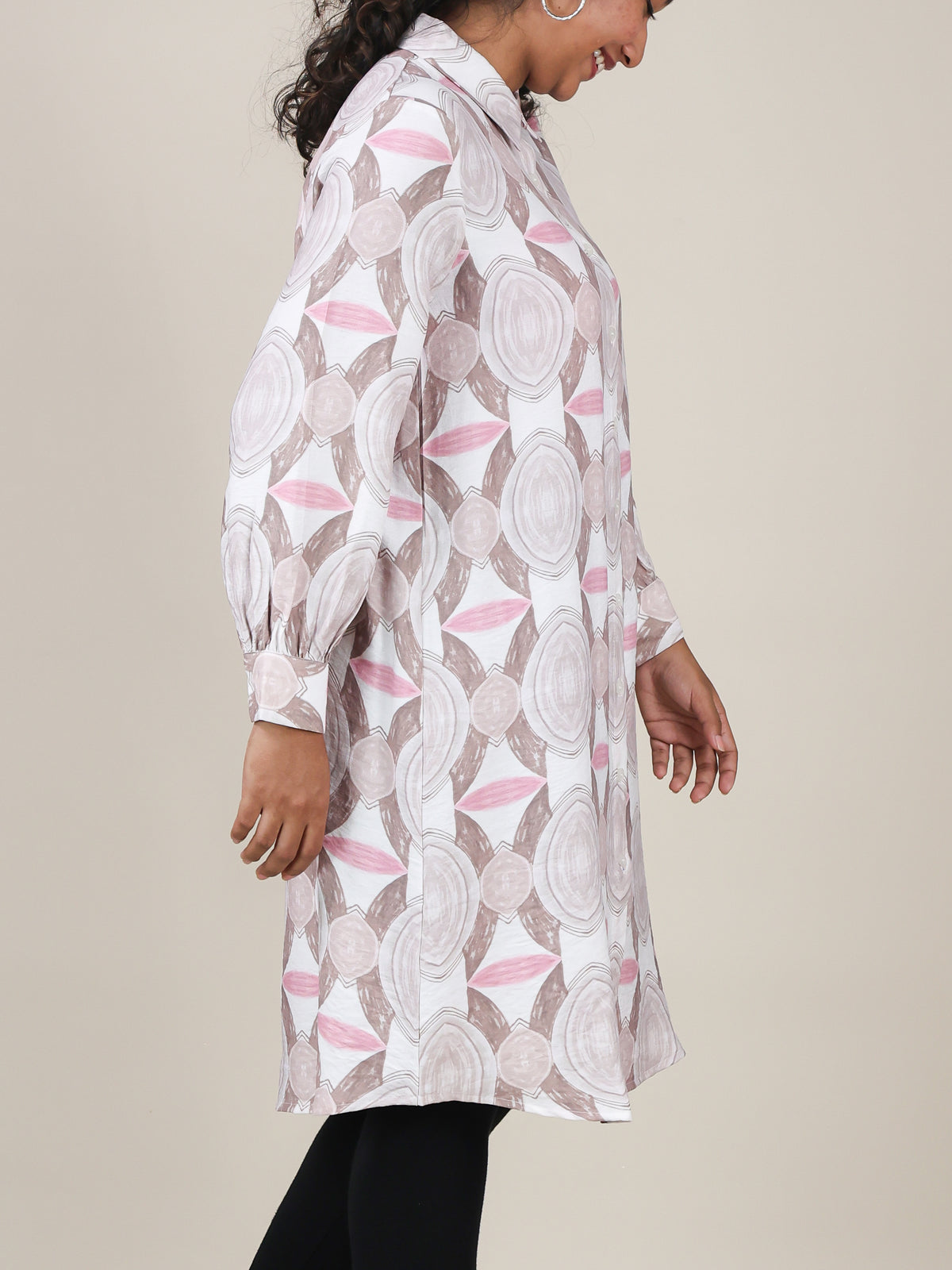 Aria Blush Geo Print Shirt Dress