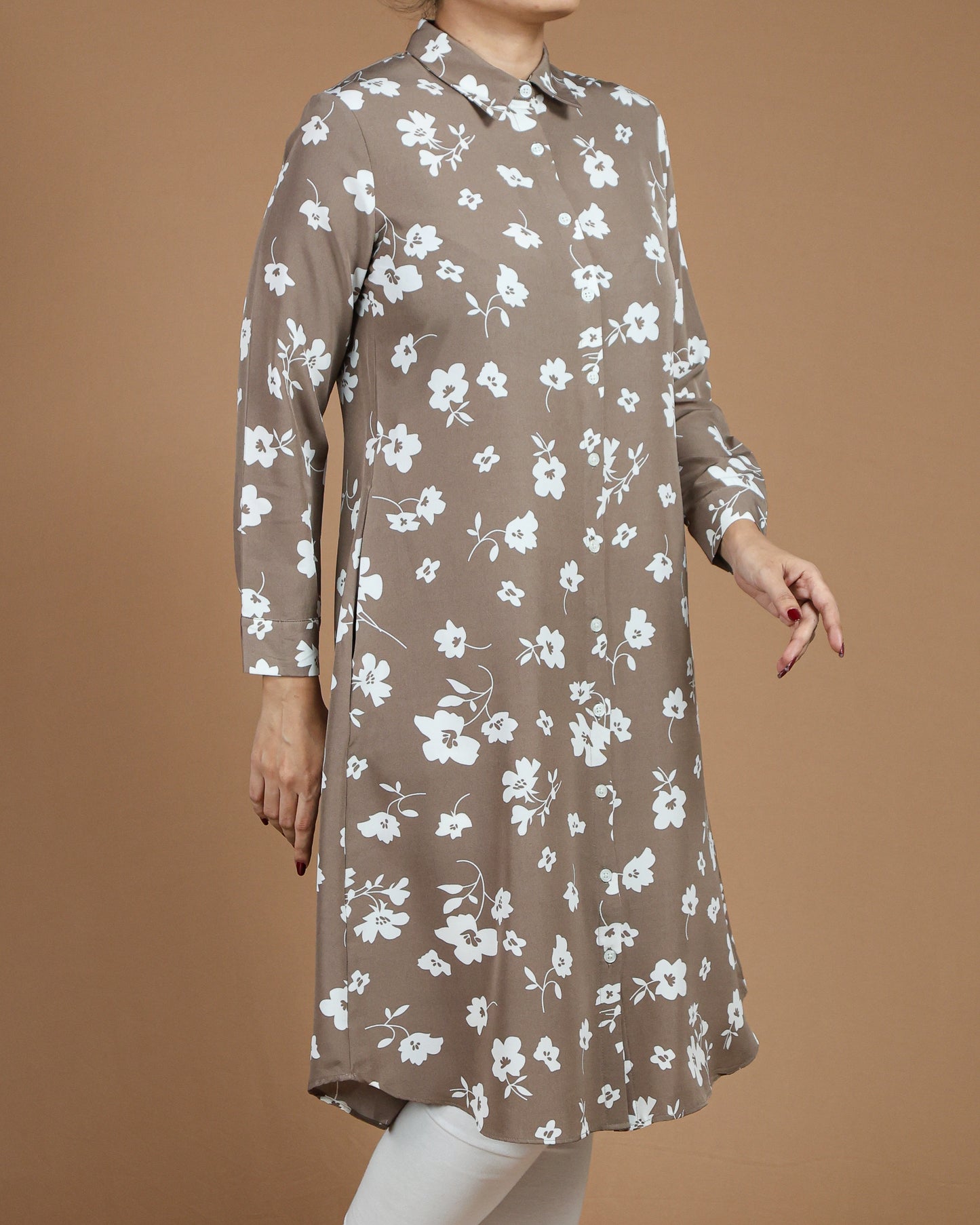 Floral Button-Down Midi Shirt Dres