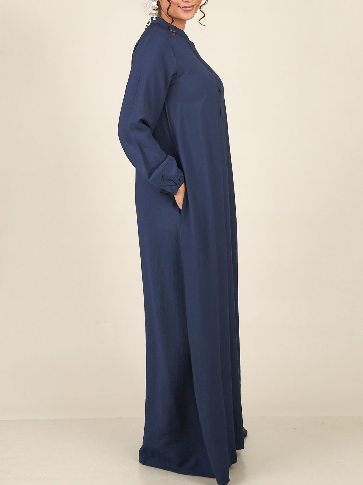 Serene Navy Blue Mandarin Maxi