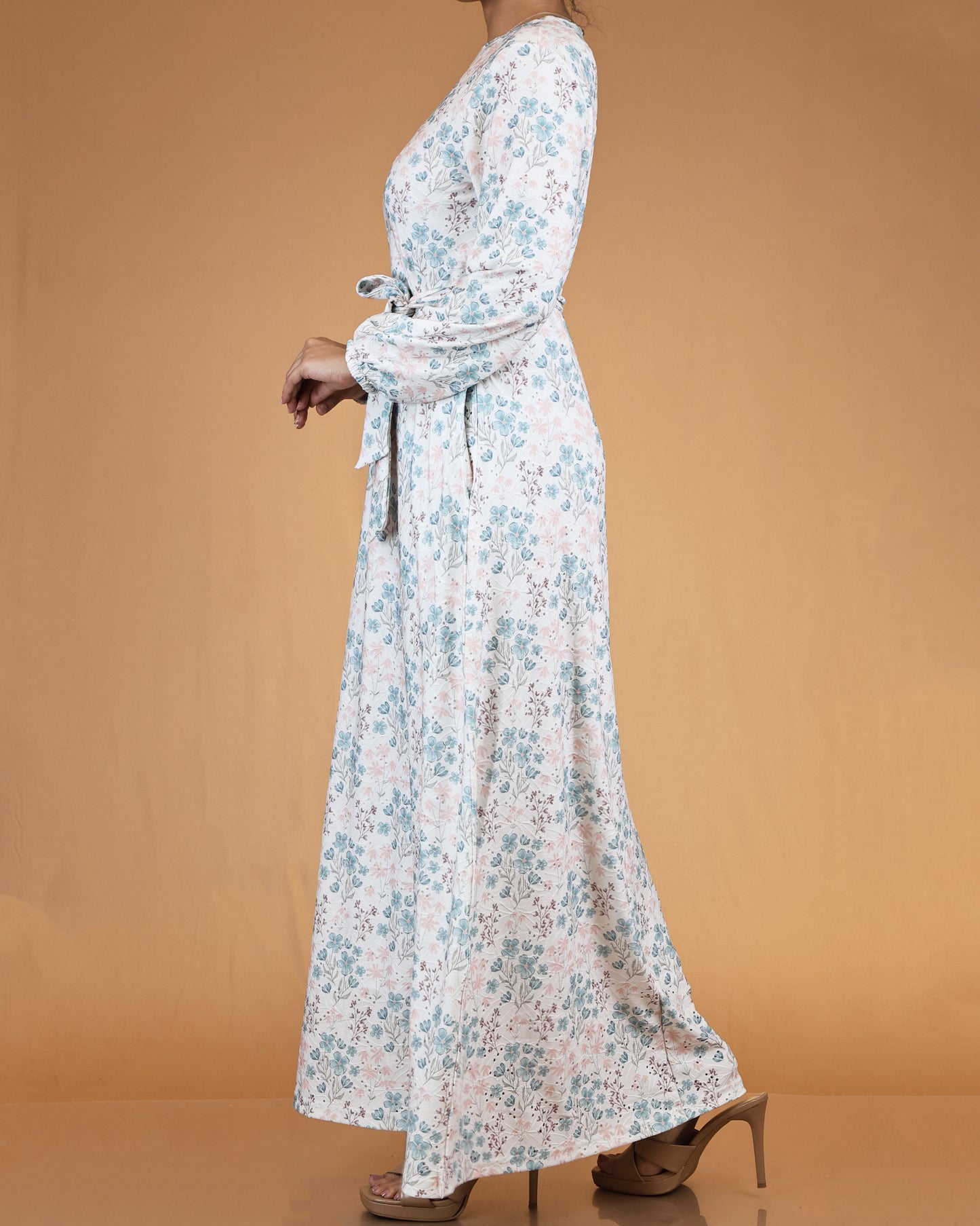 Ivory Meadow Belted Maxi Dress