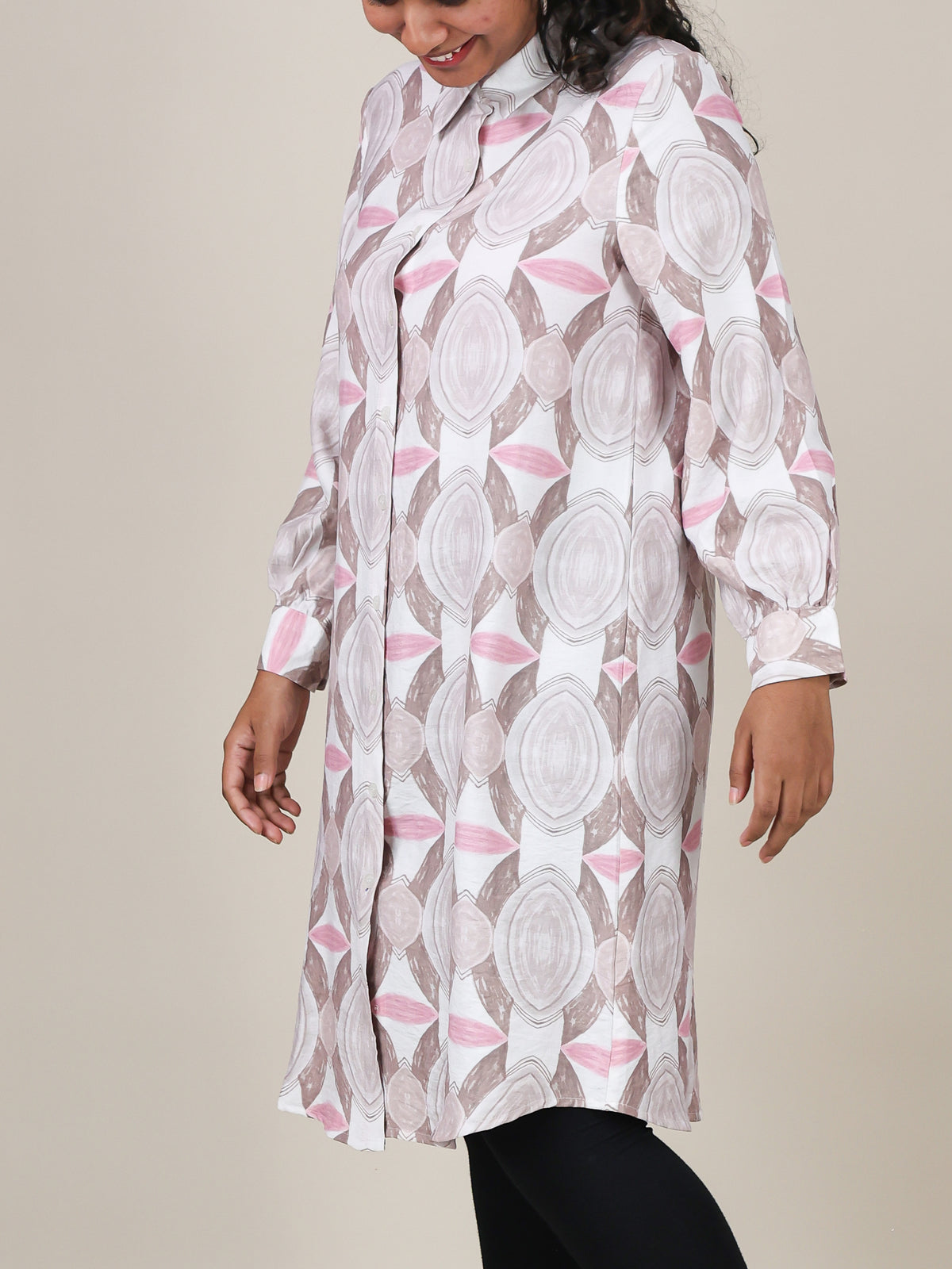 Aria Blush Geo Print Shirt Dress
