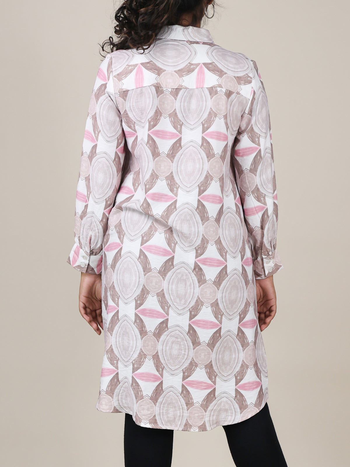 Aria Blush Geo Print Shirt Dress
