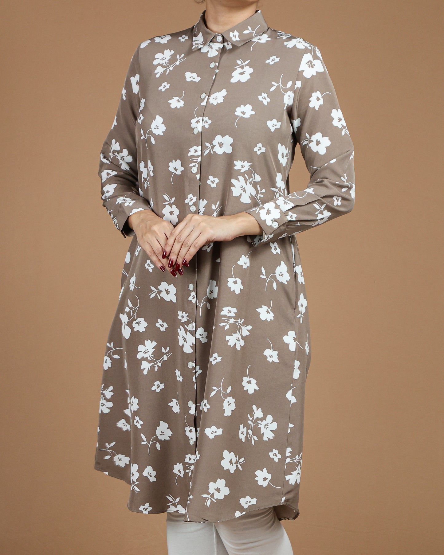 Floral Button-Down Midi Shirt Dres
