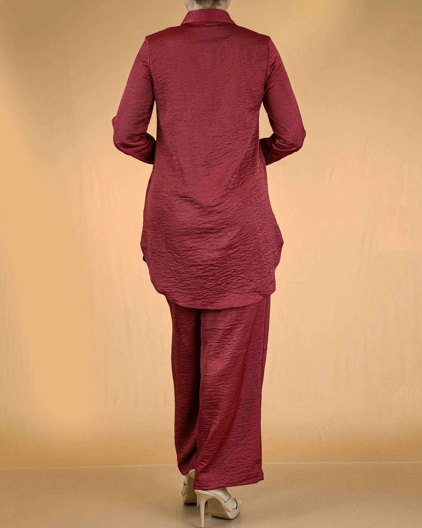 Elegant Long Shirt & Wide-Leg Pant Co-ord Set