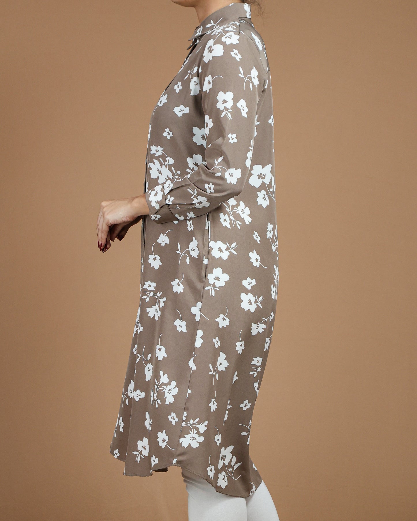 Floral Button-Down Midi Shirt Dres