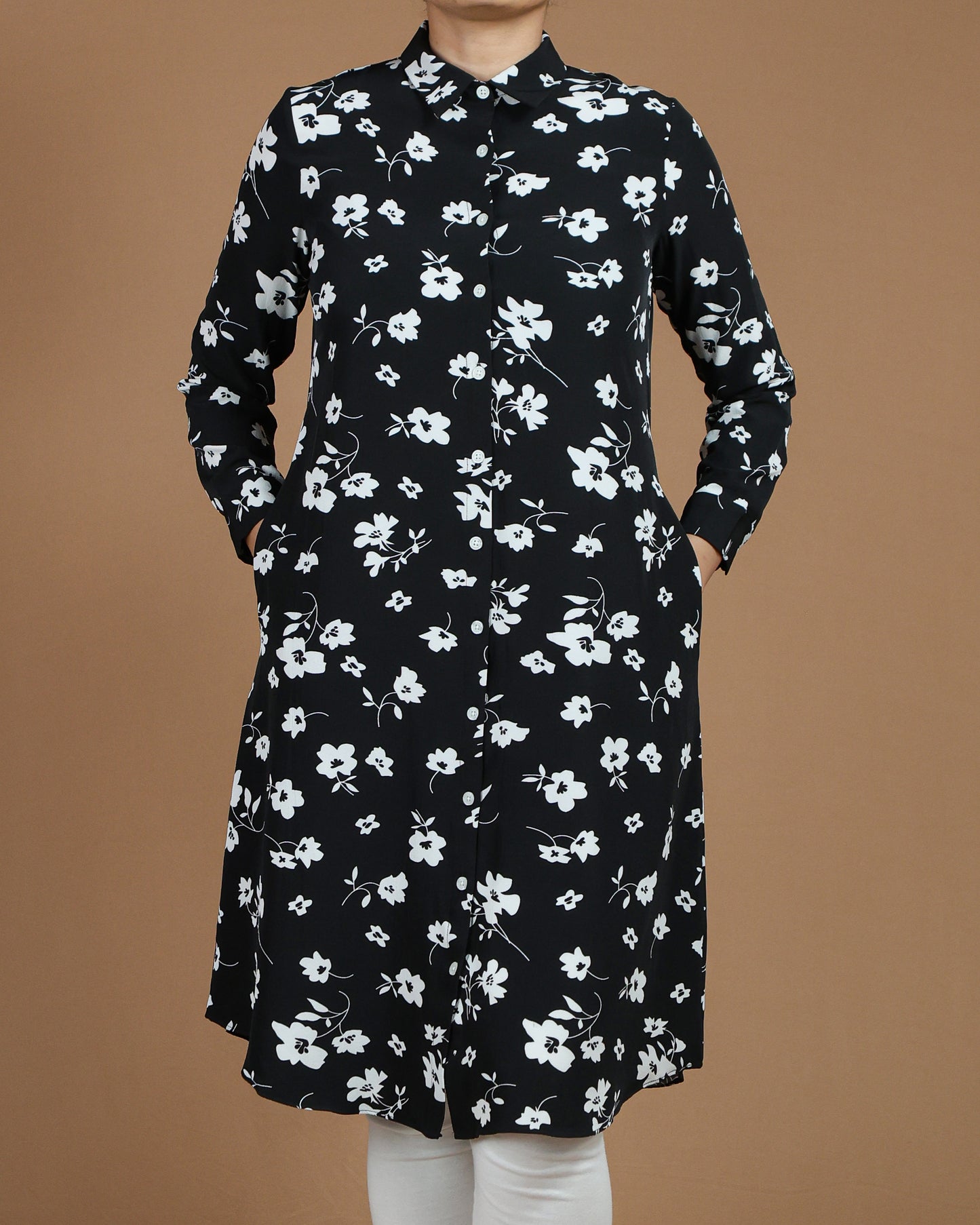 Floral Button-Down Midi Shirt Dress