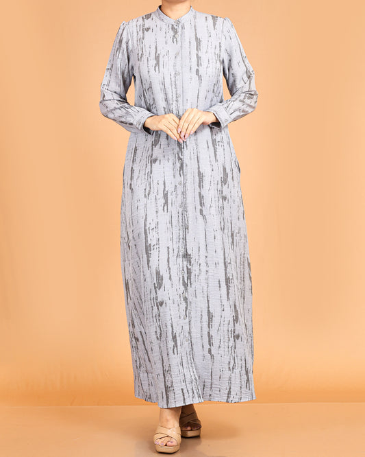 Classic Textured Button-Down Maxi – Grey