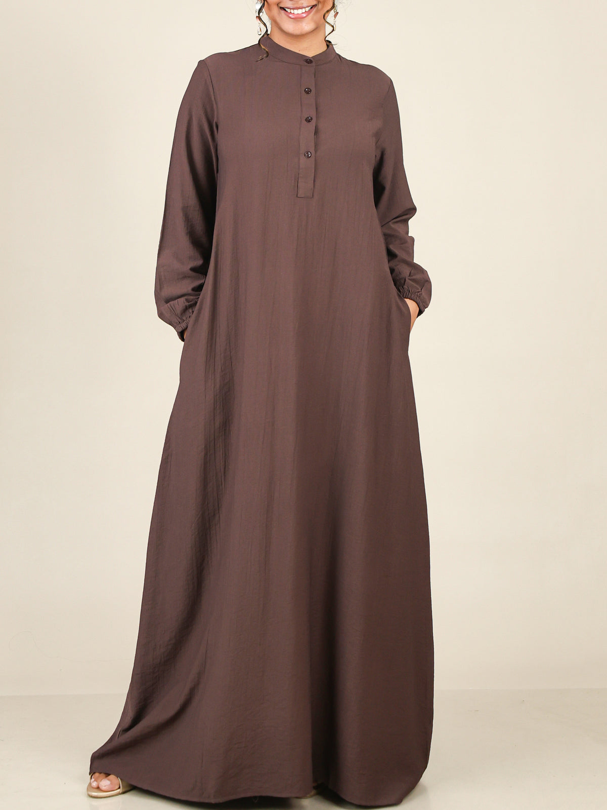 Serene Mocha Brown Mandarin Maxi