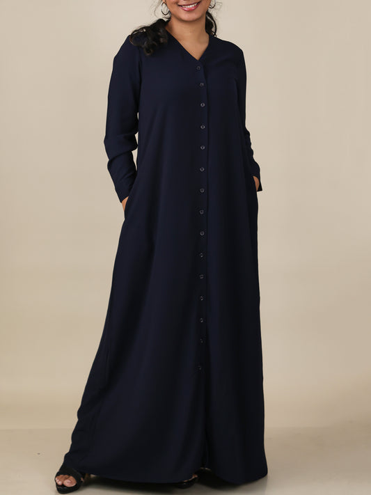 Veyra Midnight Navy Button Front Abaya