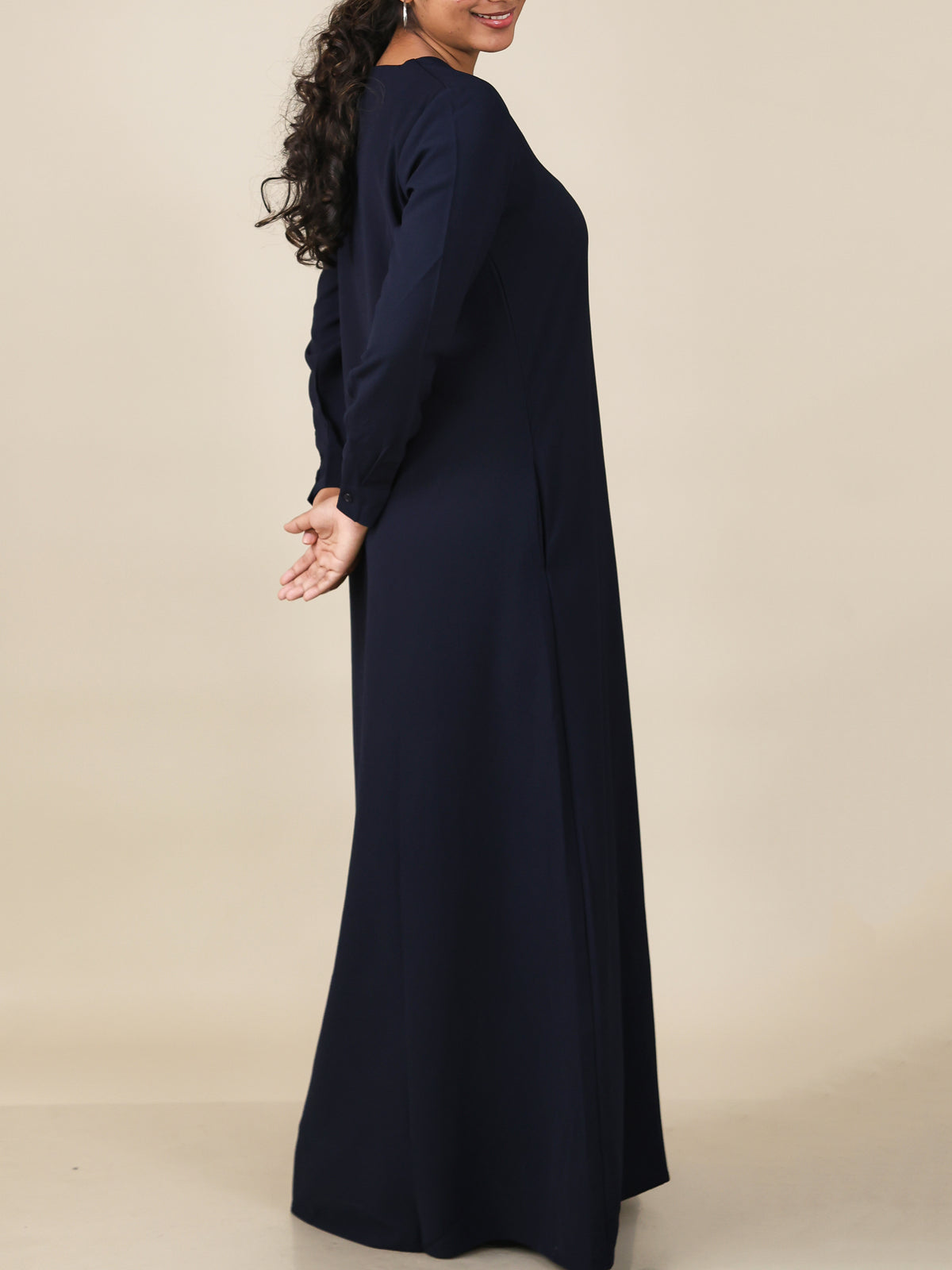 Veyra Midnight Navy Button Front Abaya