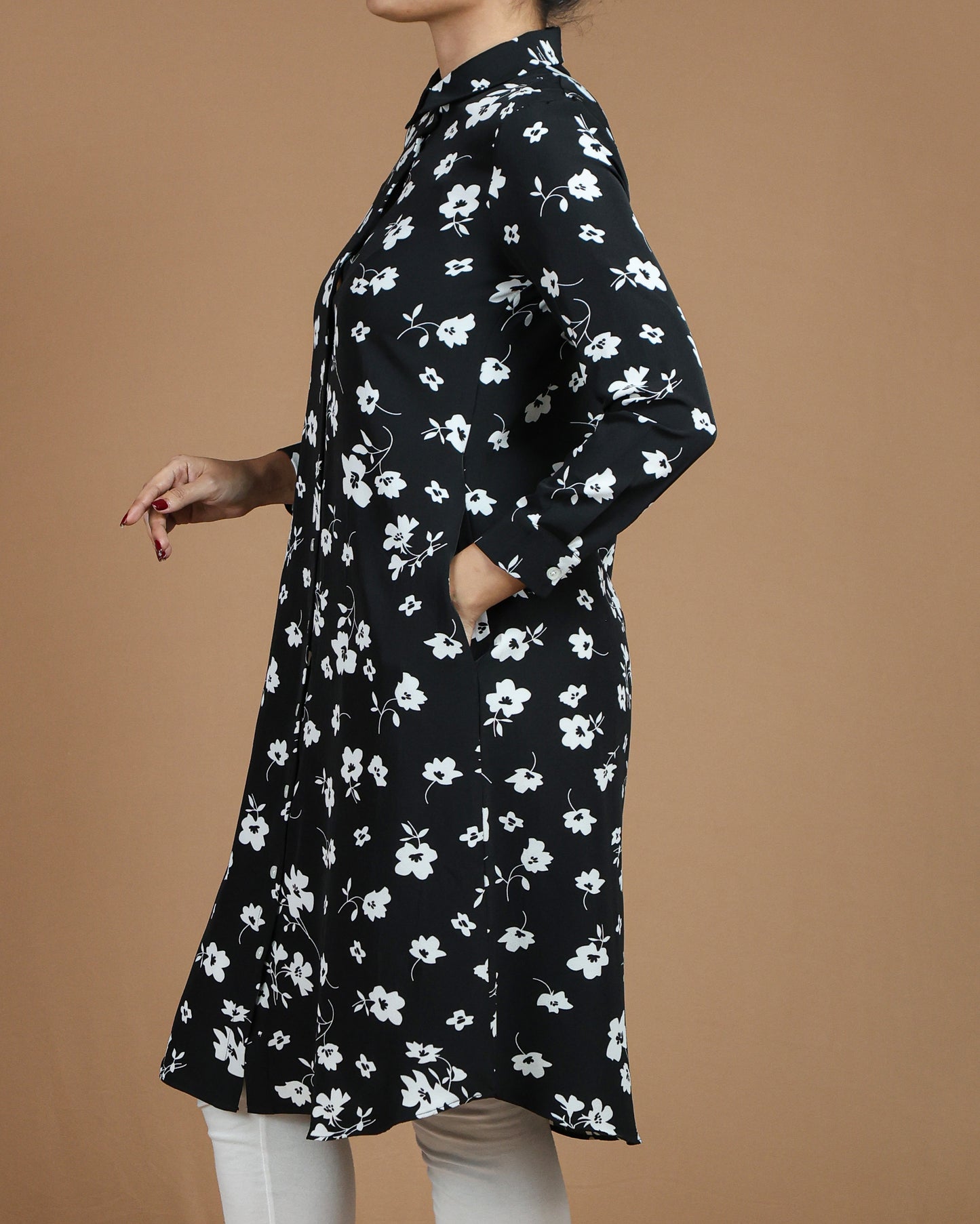 Floral Button-Down Midi Shirt Dress