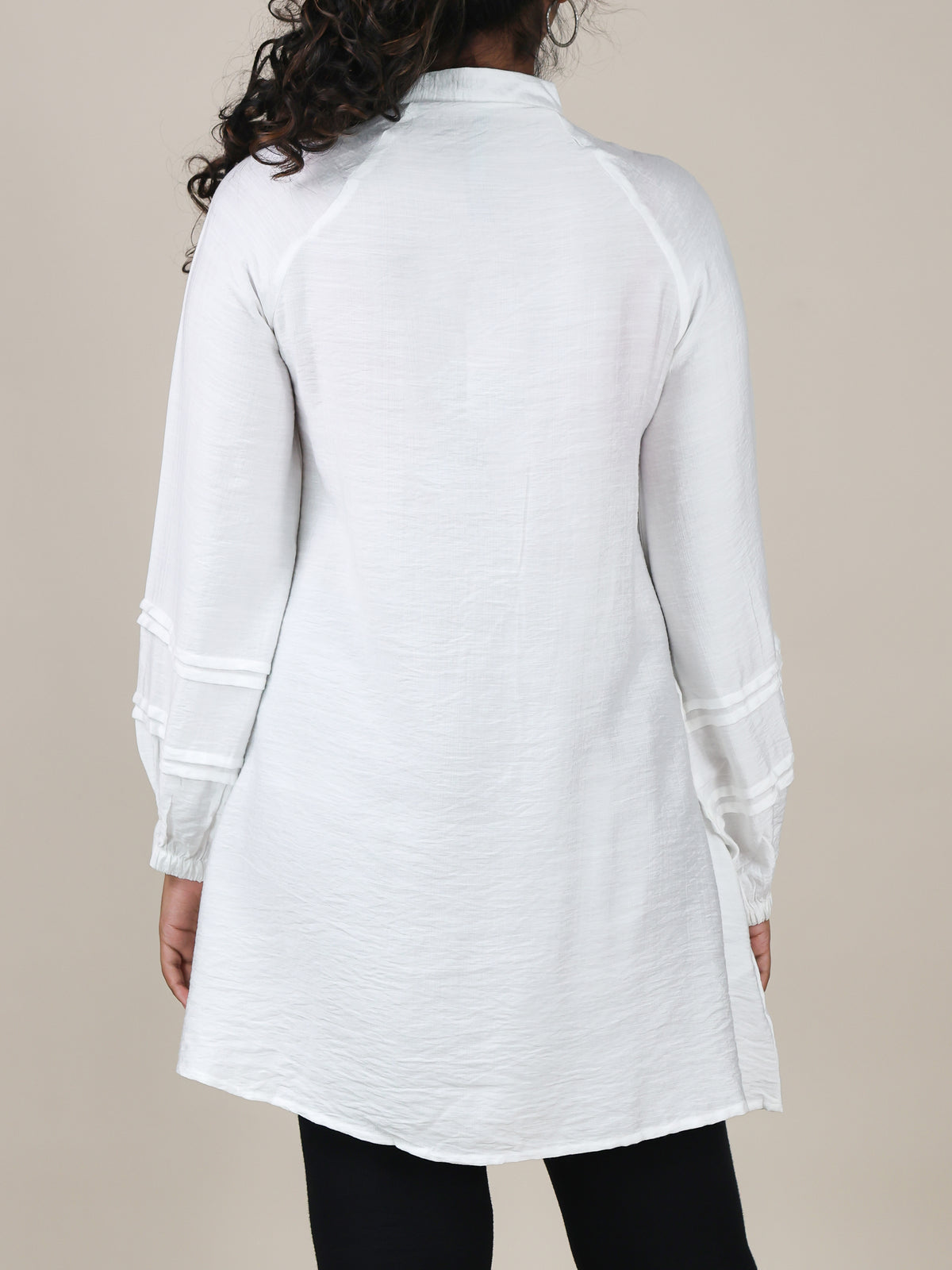 Aveline White Pleated Mandarin Top