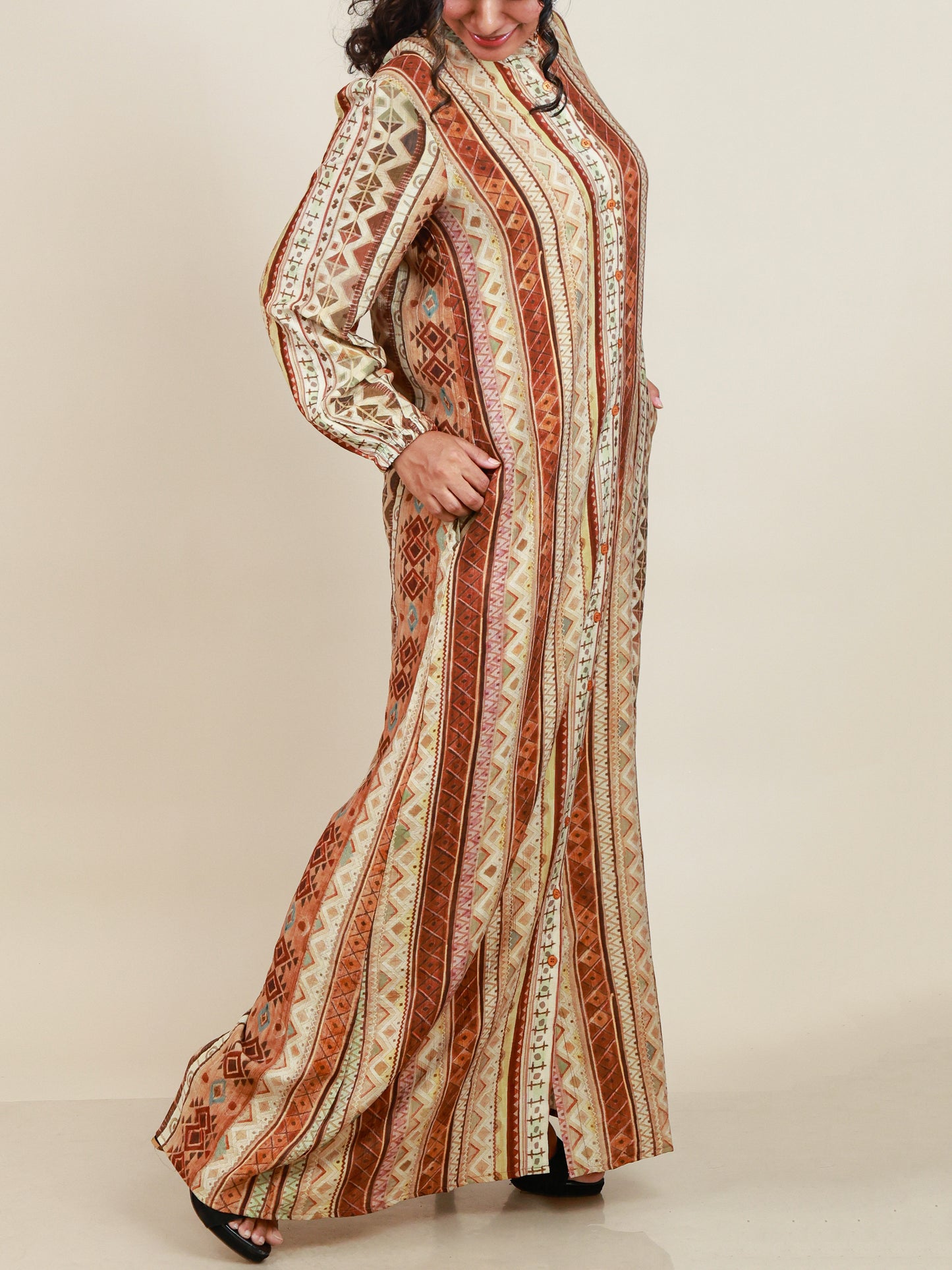 Calista Terracotta Print Maxi