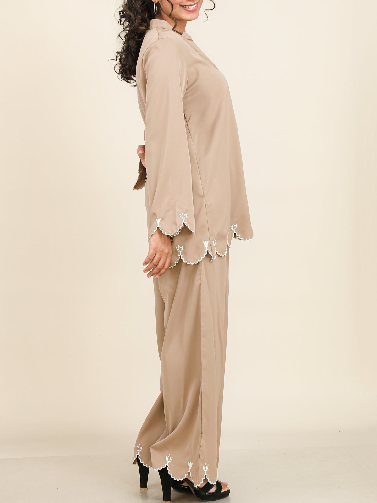 Soraya Sand Beige Embroidered Co-Ord Set