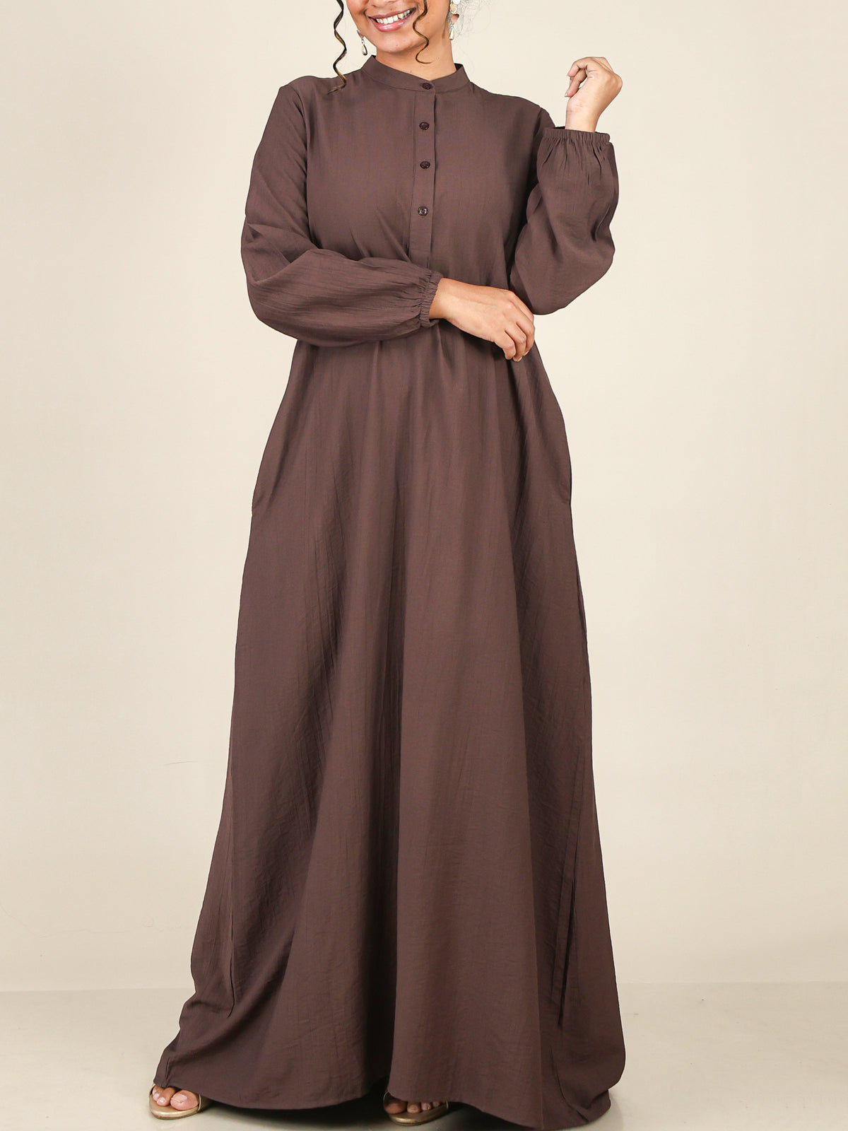Serene Mocha Brown Mandarin Maxi