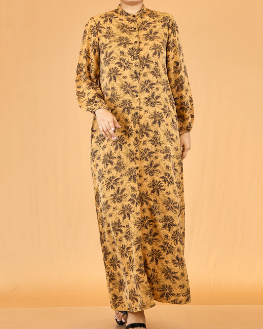 Golden Bloom Floral Maxi Dress