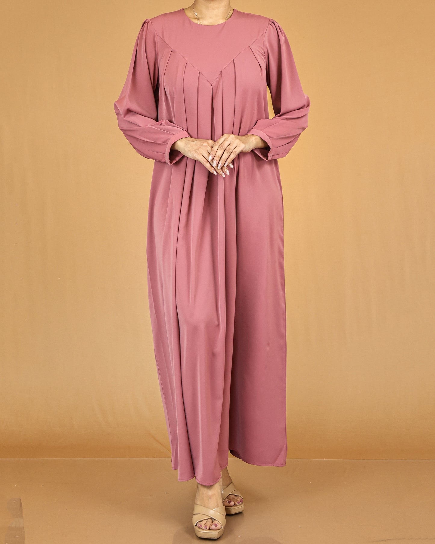 Rose Pleated Modest Abaya