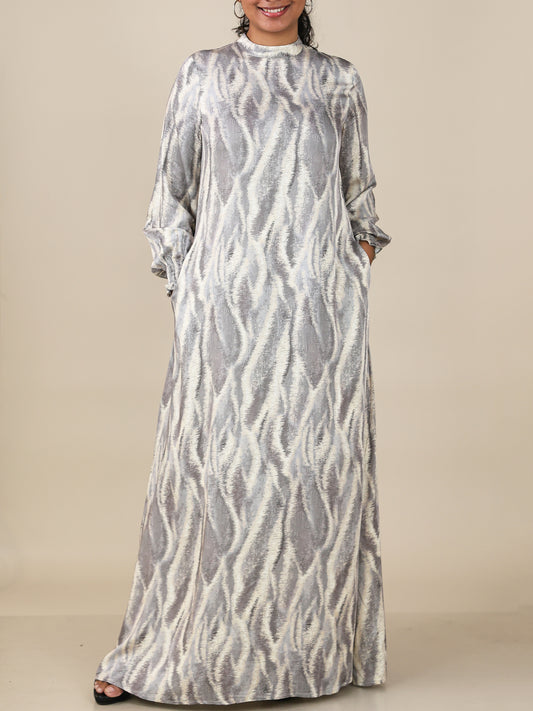 Elira Silver Grey Wave Abaya