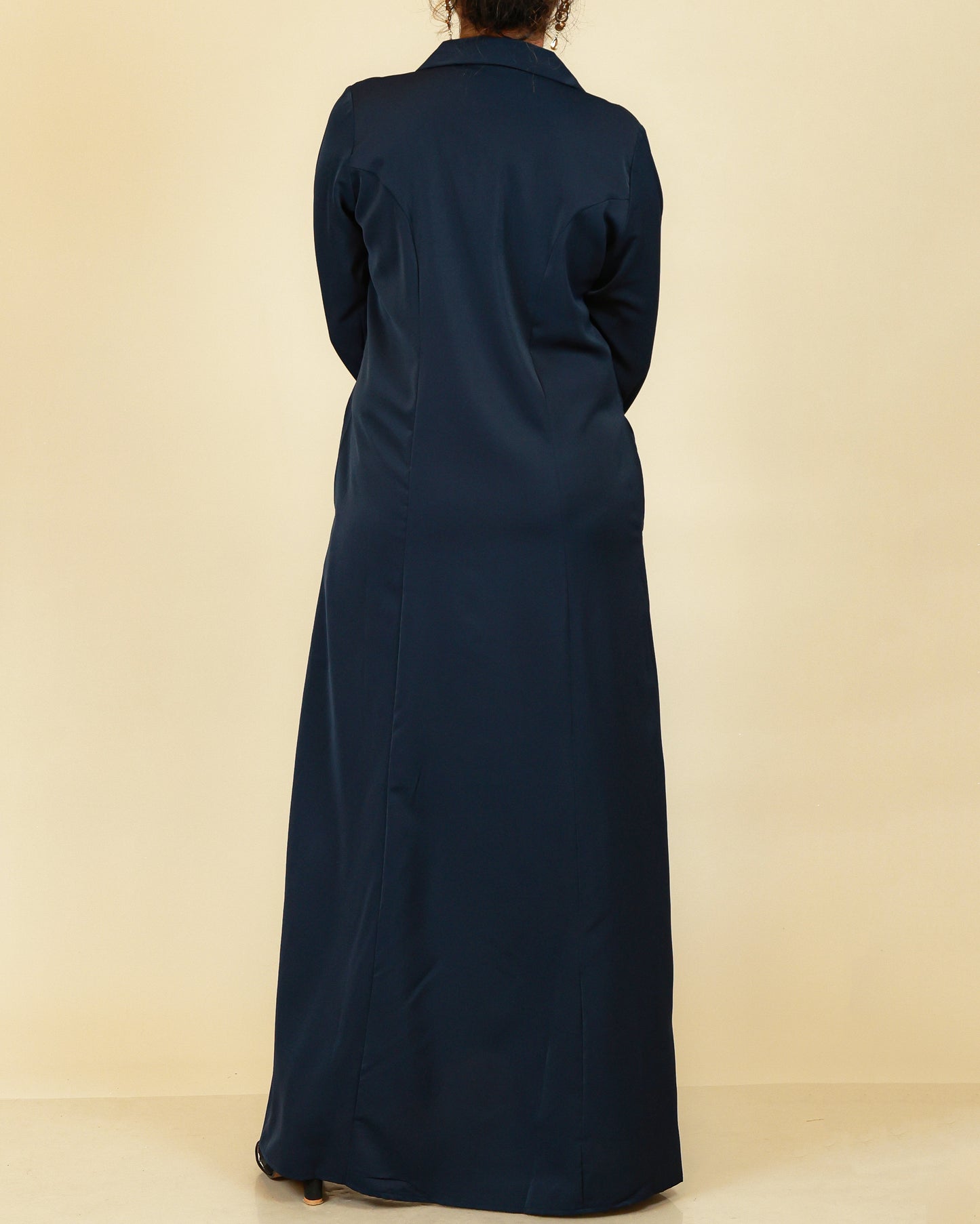 Elara Button Front Abaya in Midnight Navy