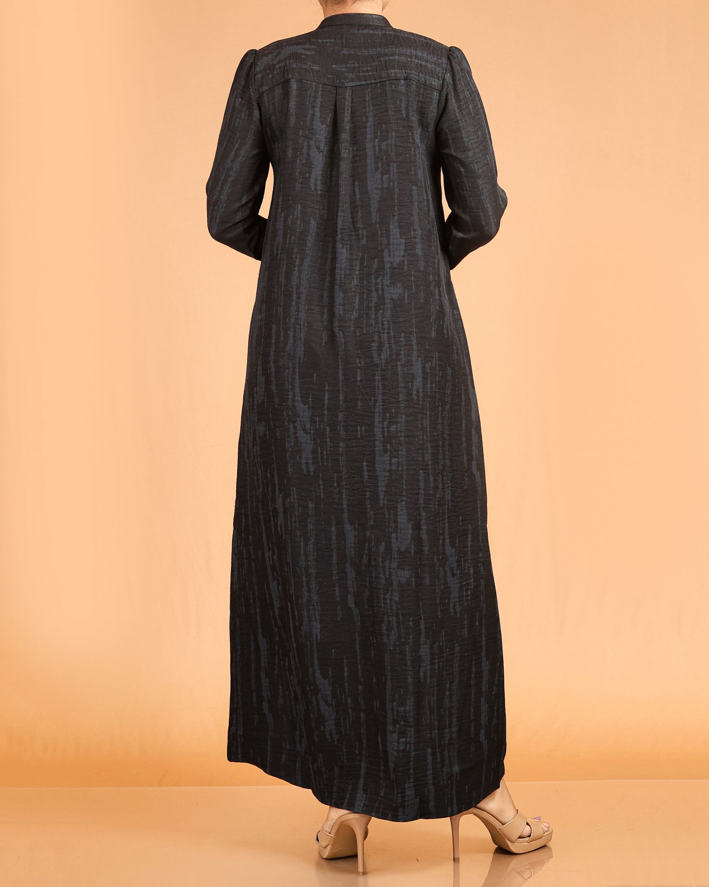 Classic Textured Button-Down Maxi – Black