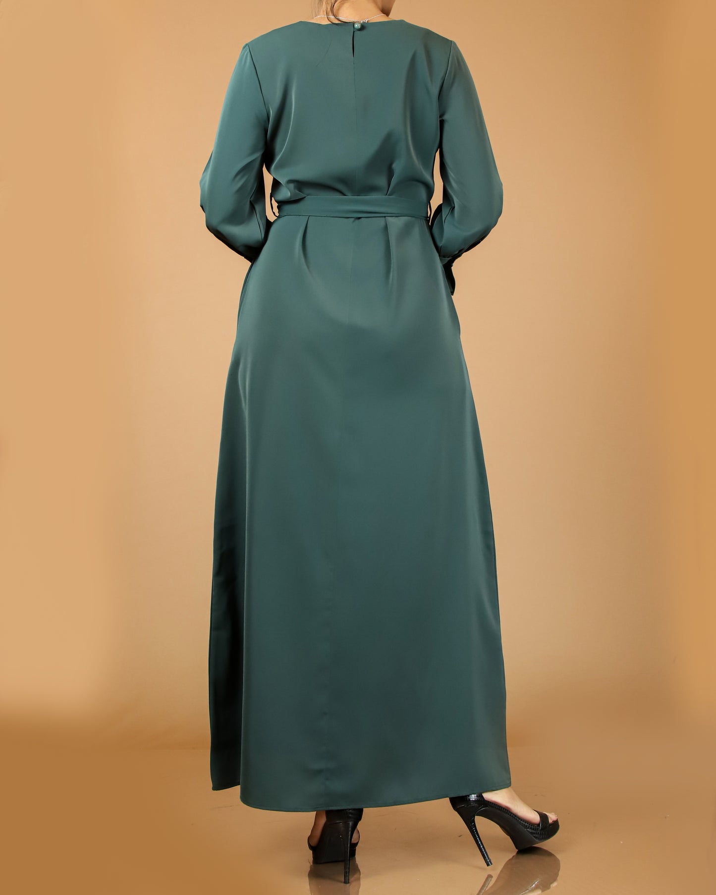 Classic Green Belted Maxi Dress