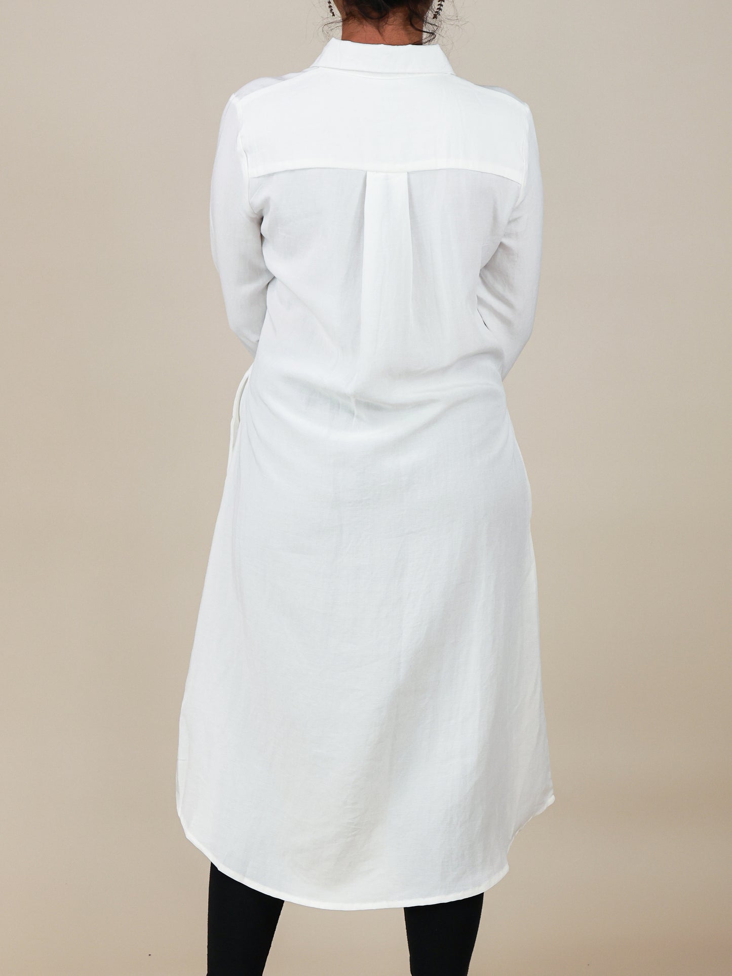 Arlette Button Front Shirt Dress in Classic White