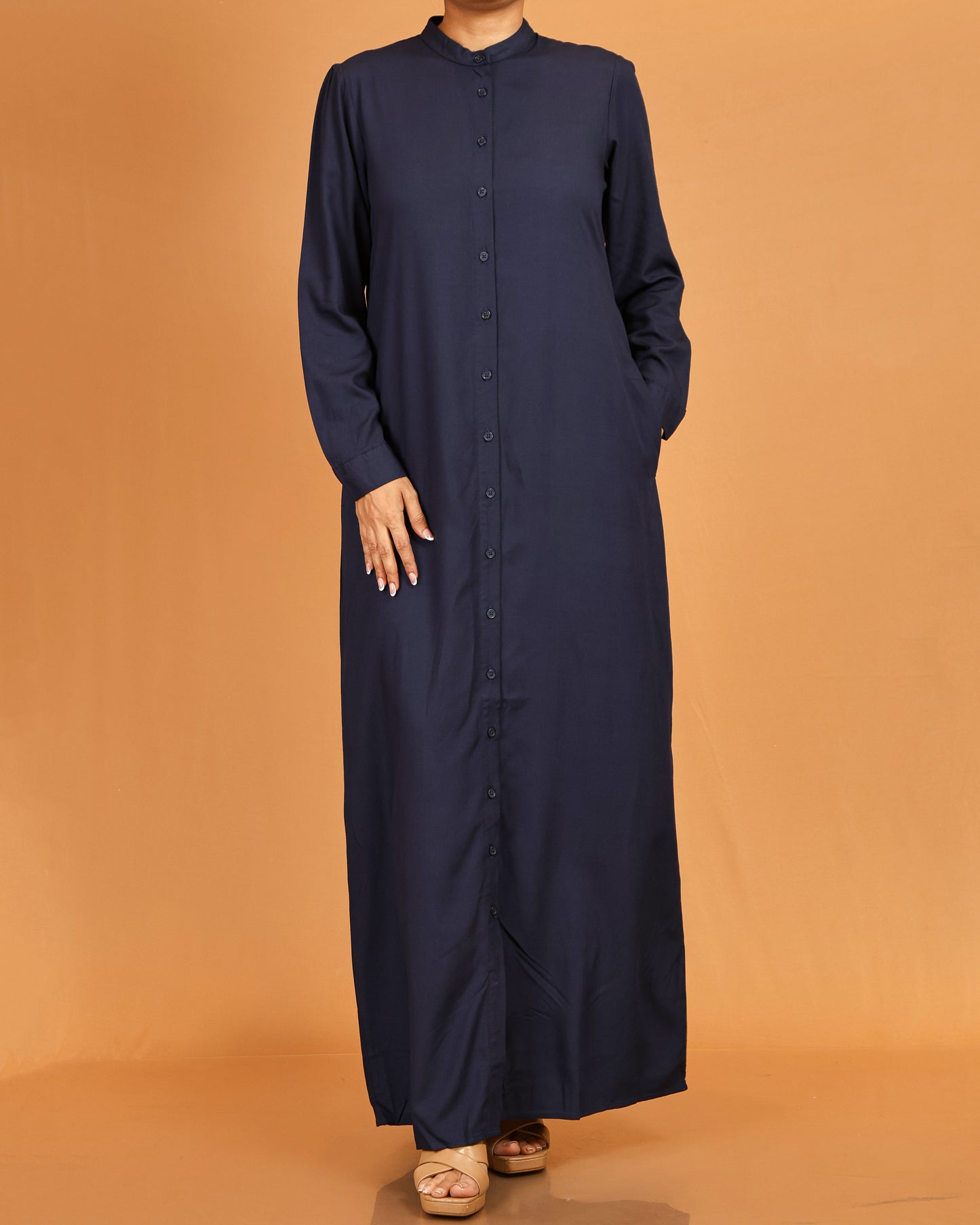 Classic Button-Down Shirt Maxi Dress – Deep Navy