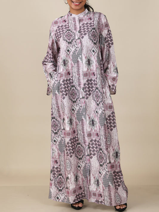 Amaya Dusty Rose Print Abaya