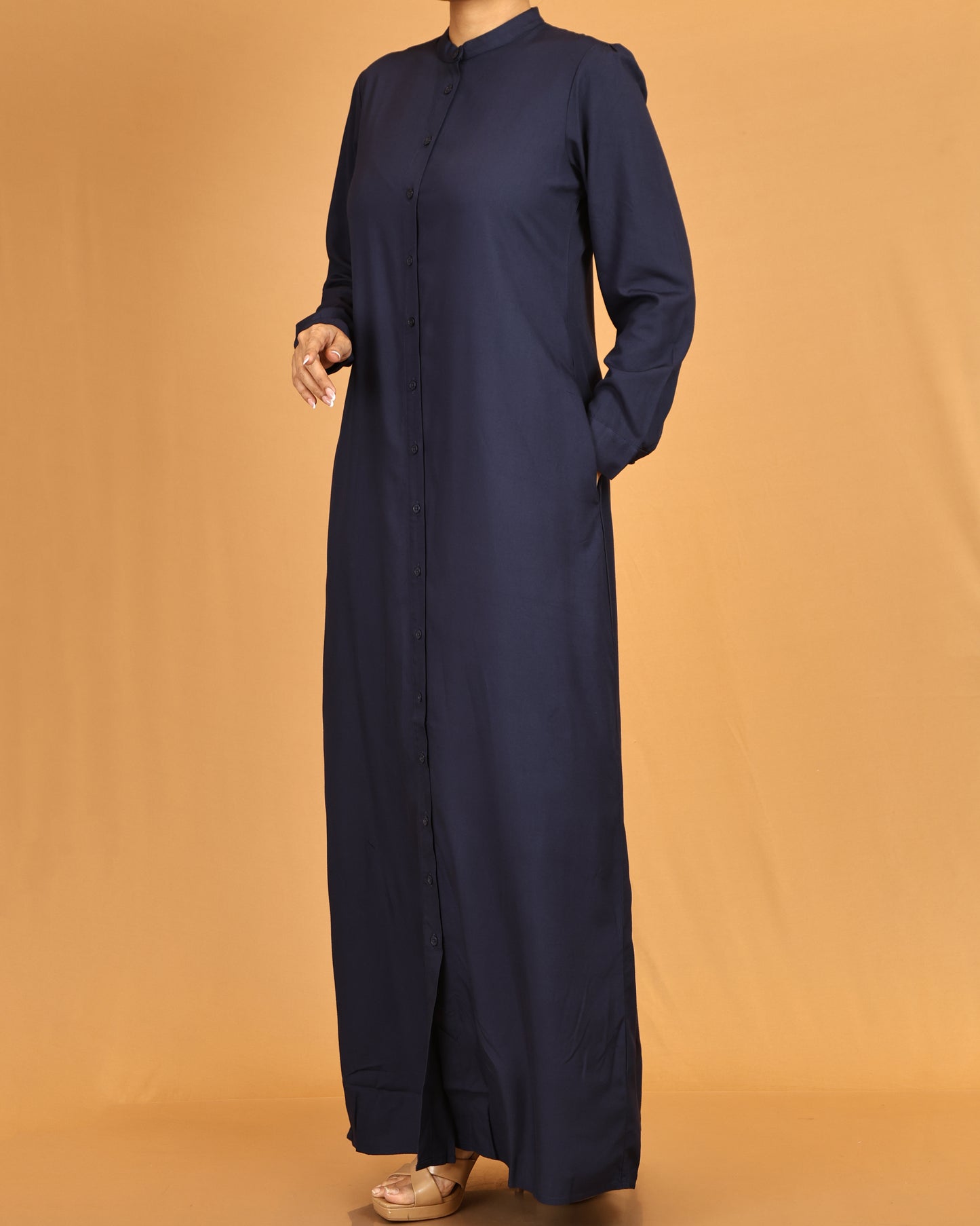 Classic Button-Down Shirt Maxi Dress – Deep Navy