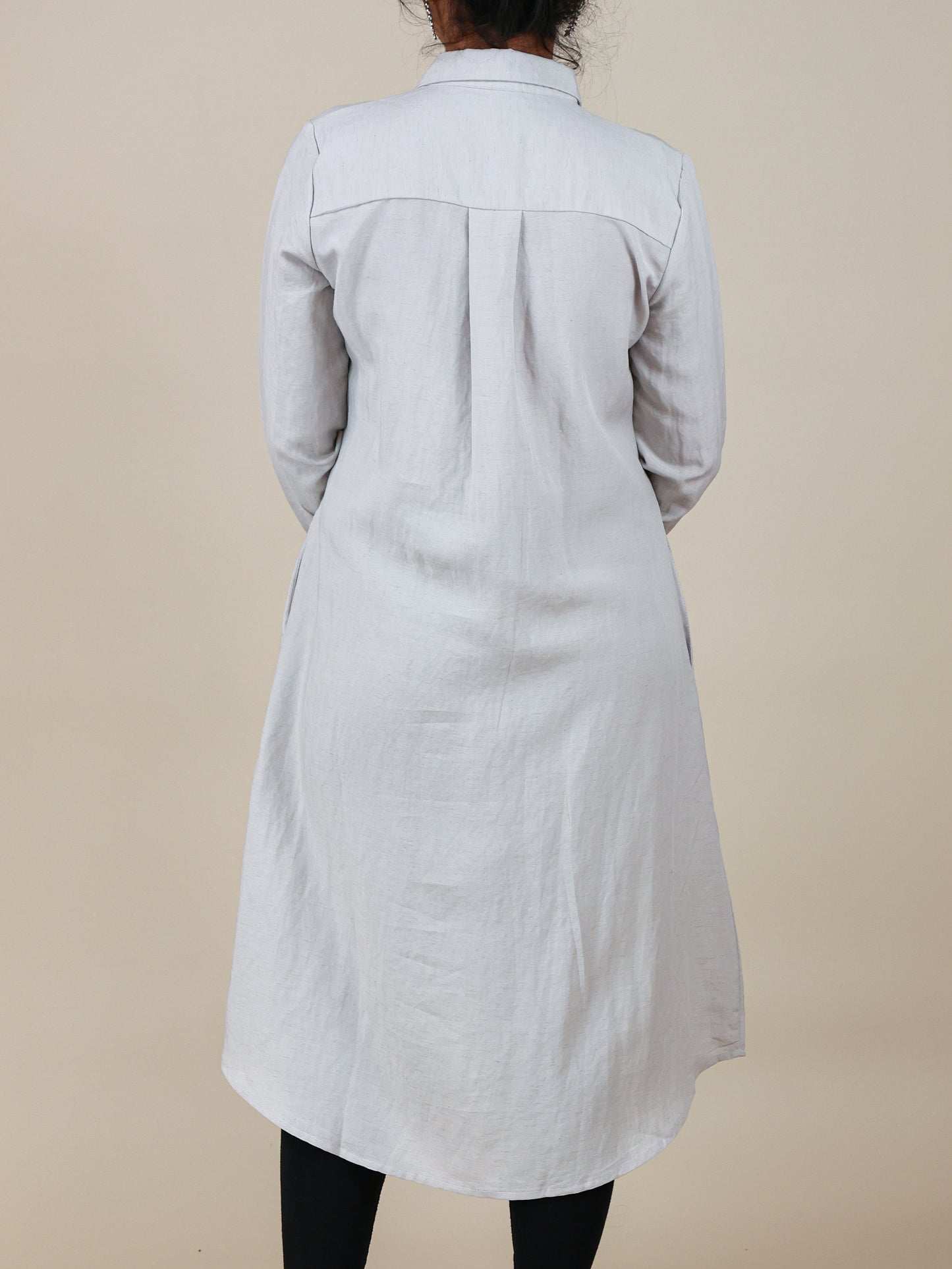 Arlette Button Front Shirt Dress in Pearl Grey