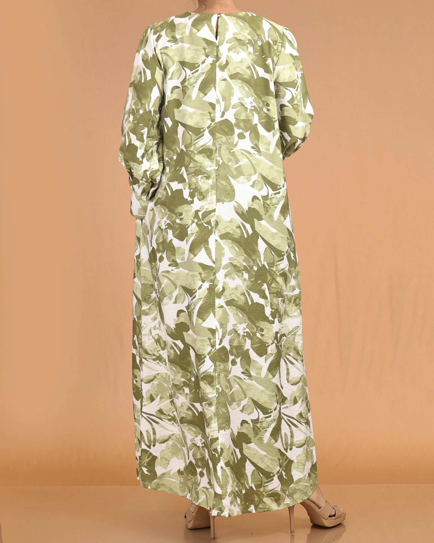 Olive Watercolor Printed Abaya