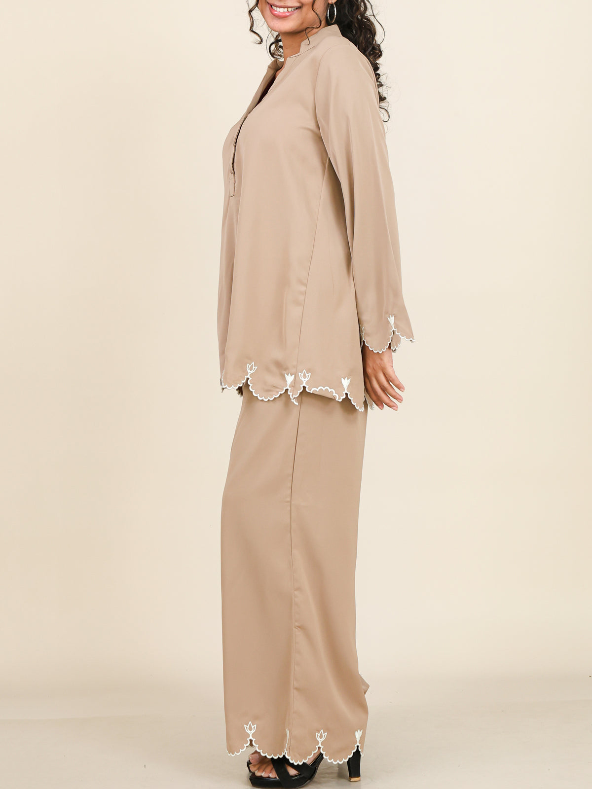 Soraya Sand Beige Embroidered Co-Ord Set