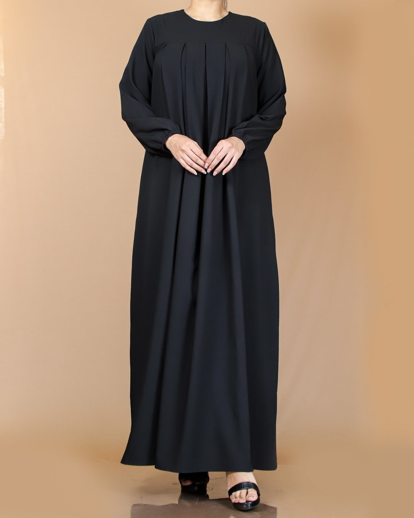 Elegant Black Pleated Maxi Dress