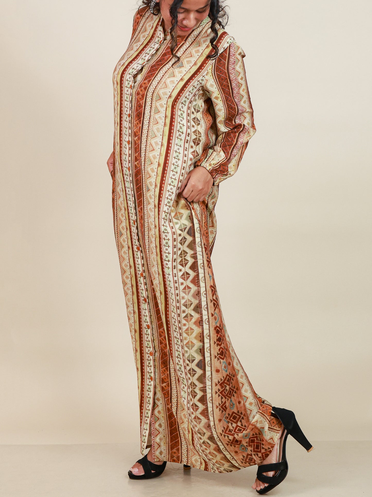 Calista Terracotta Print Maxi