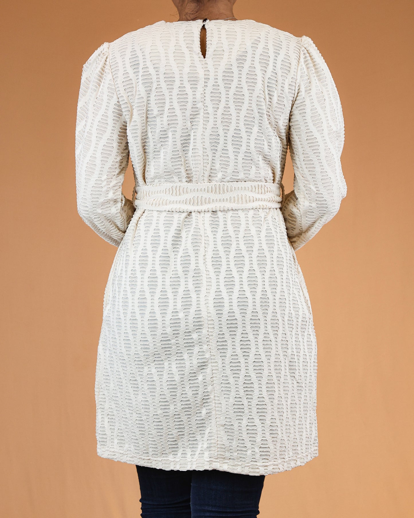 Ivory Textured Belted Top