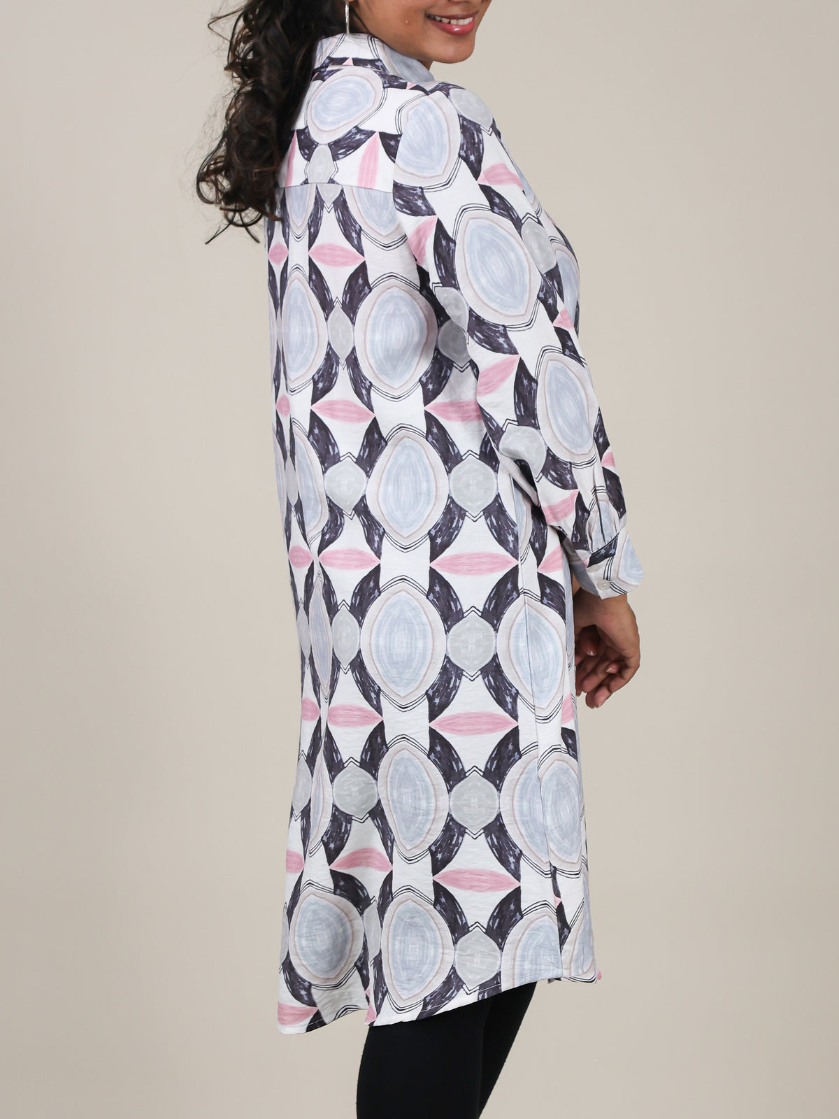 Aria Ice Blue Geo Print Shirt Dress