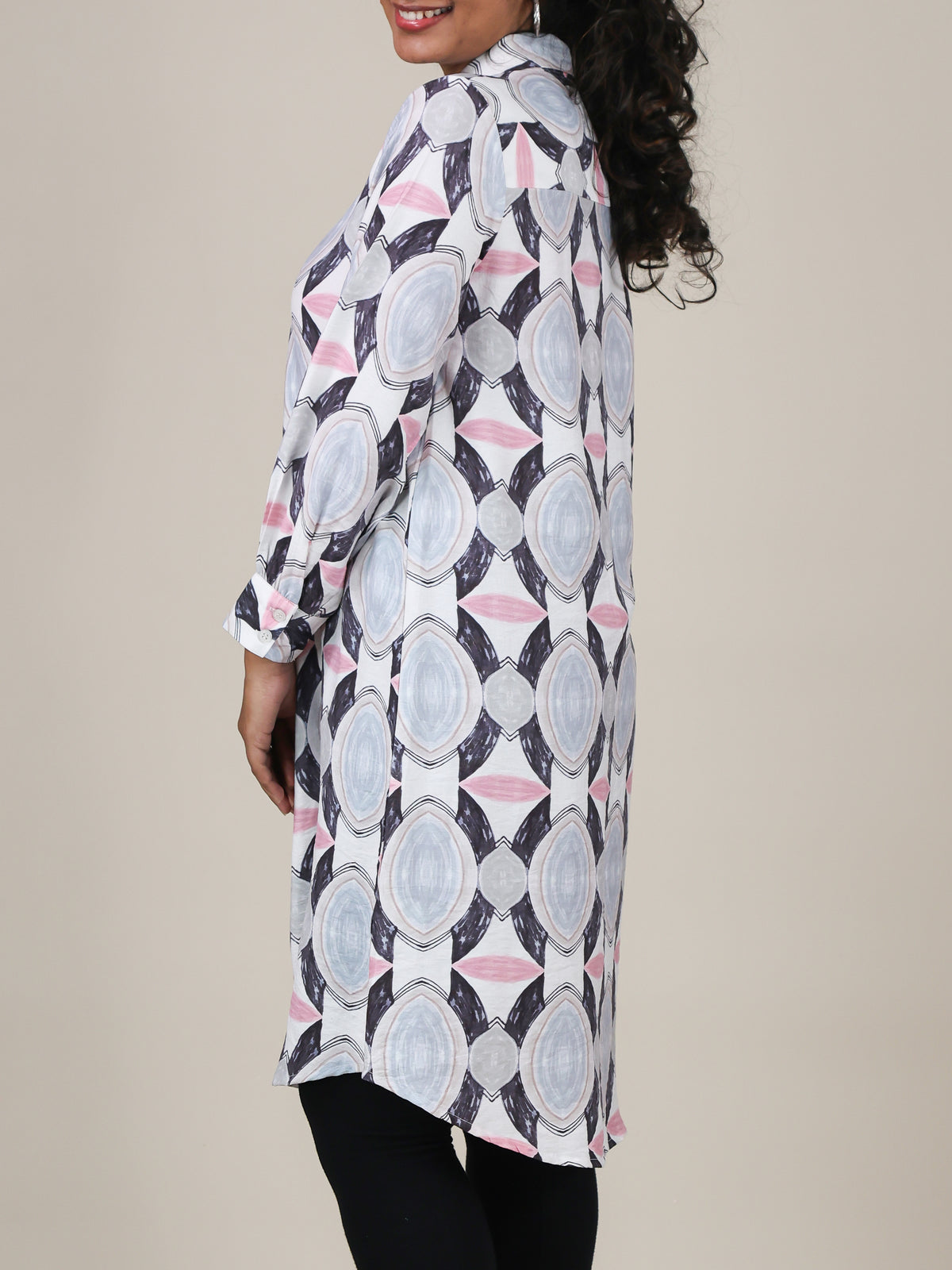 Aria Ice Blue Geo Print Shirt Dress