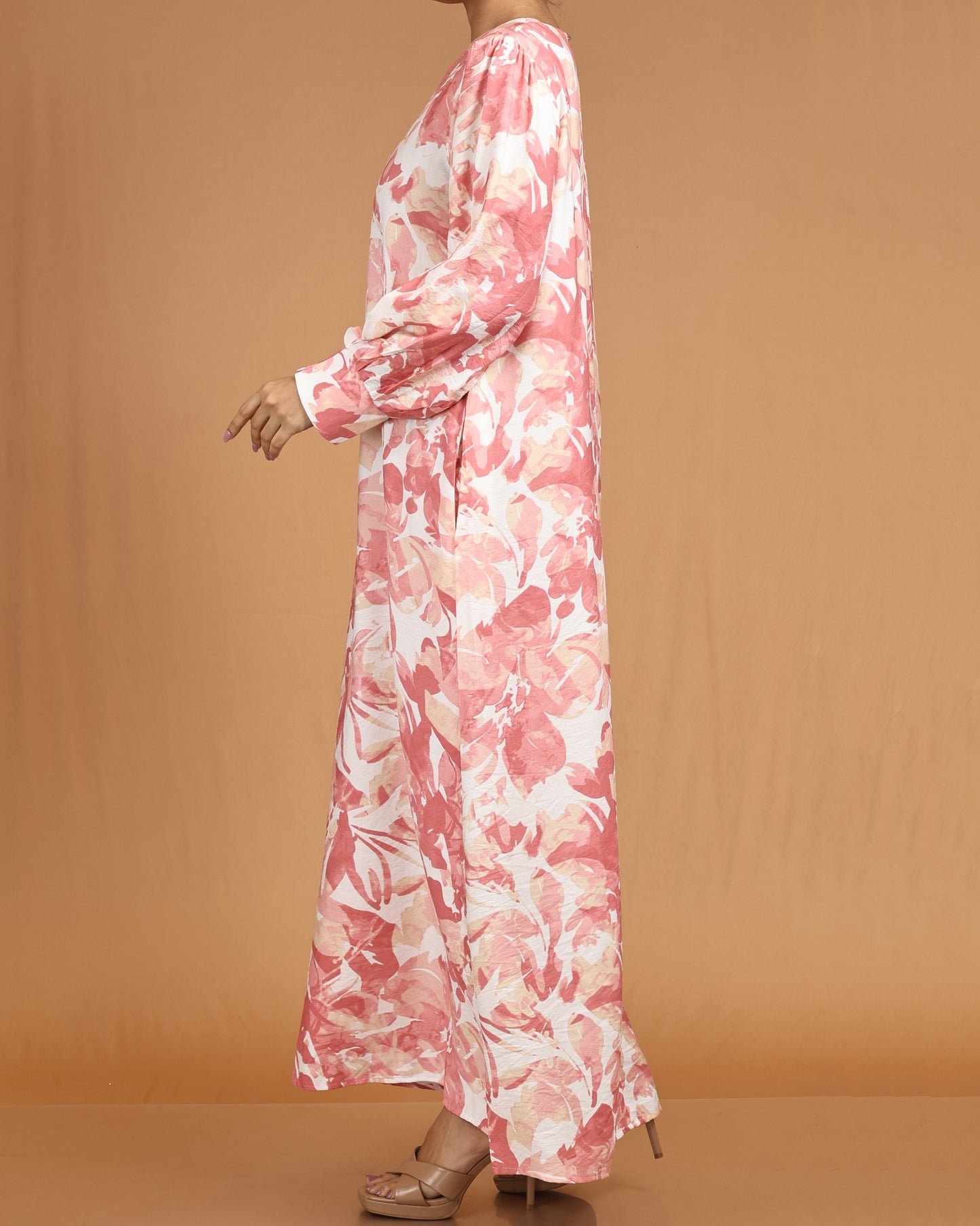 Blush Watercolor Printed Abaya