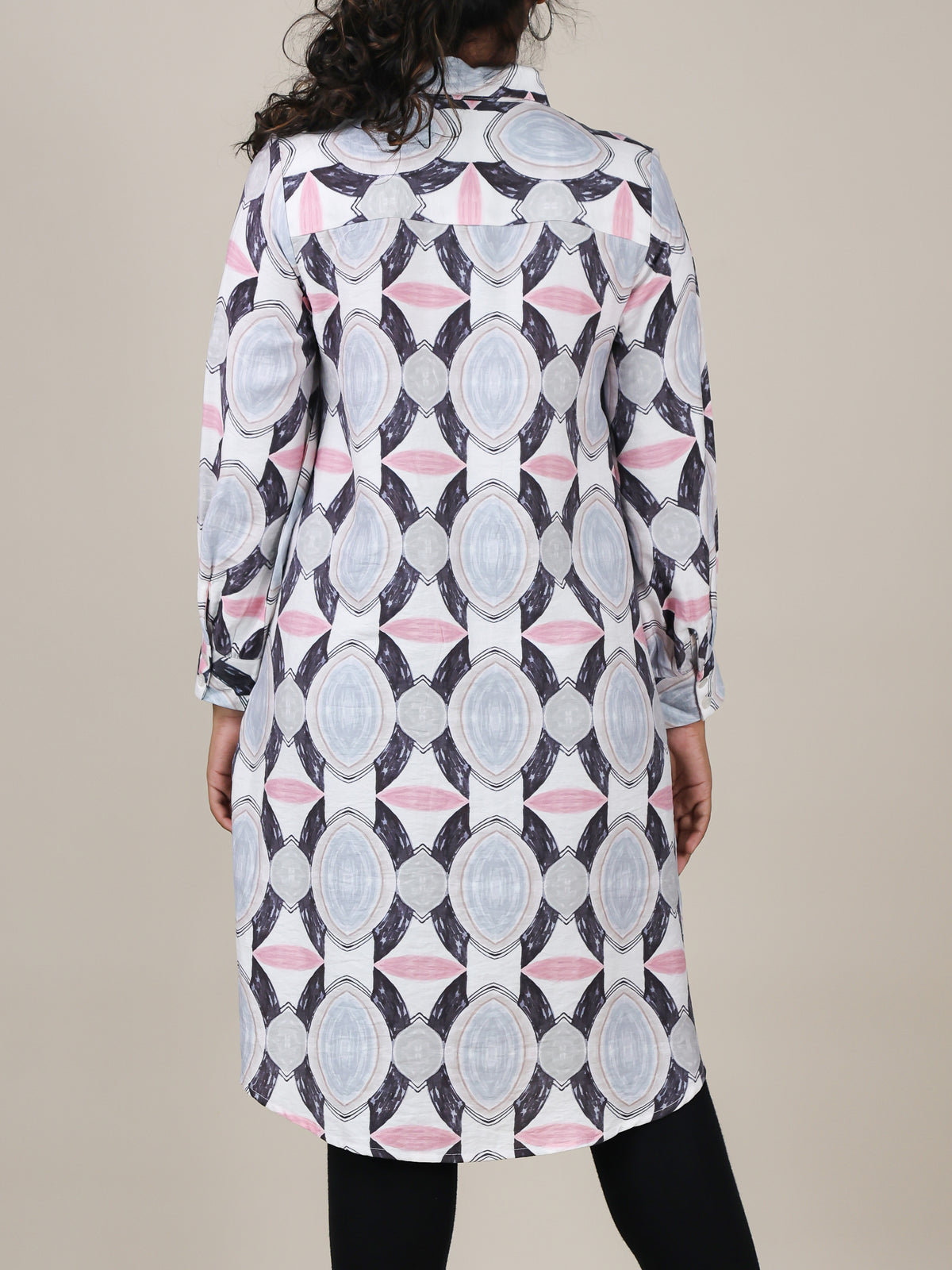 Aria Ice Blue Geo Print Shirt Dress