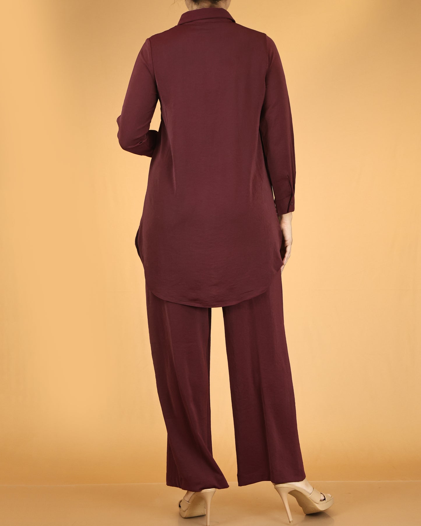 Elegant Long Shirt & Wide-Leg Pant Co-ord Set