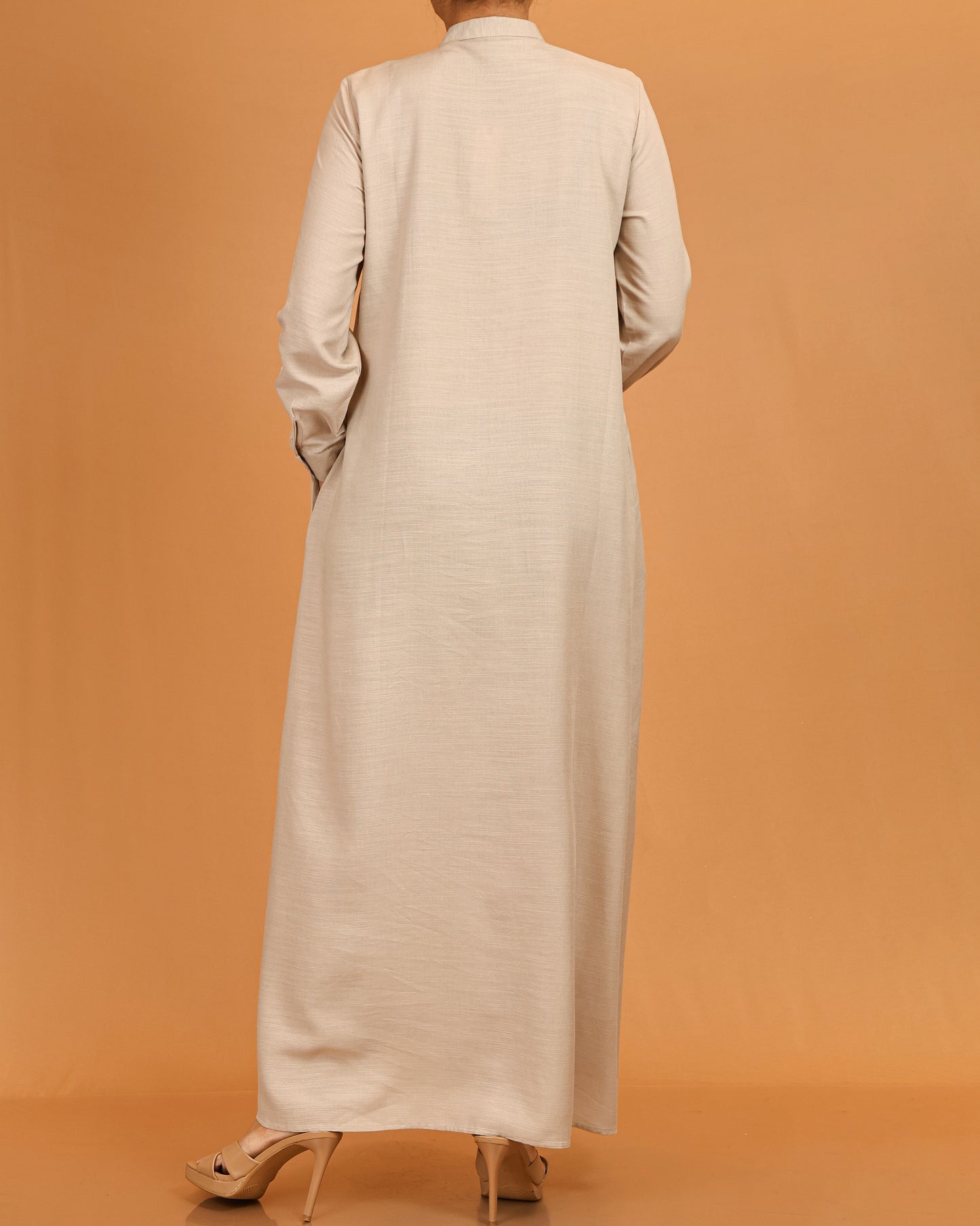 Alina Beige Button-Down Flow Dress