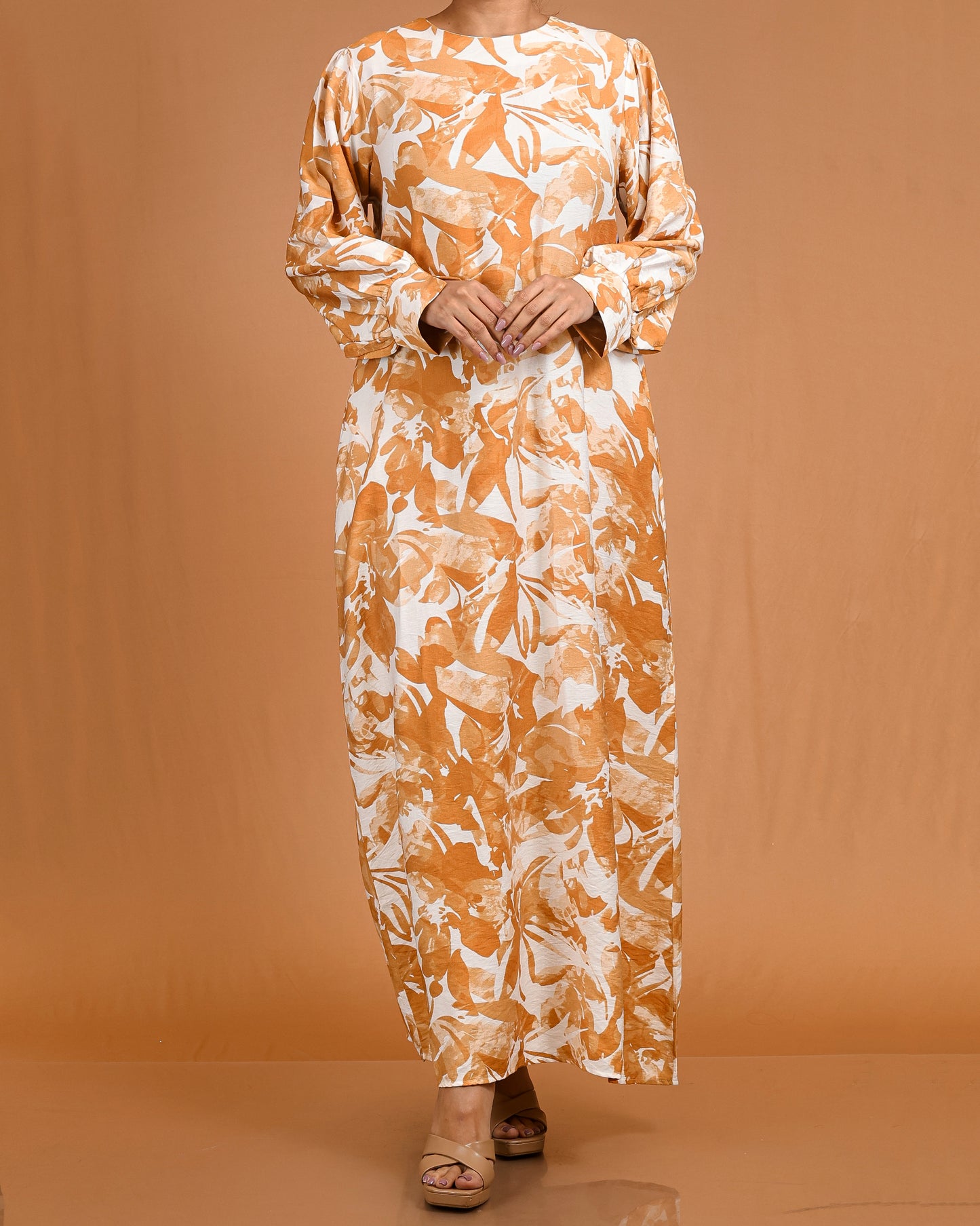 Amber Brushstroke Printed Abaya