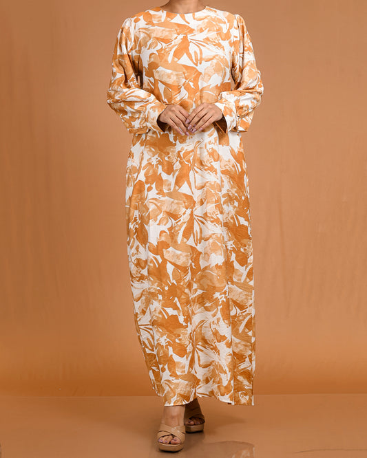 Amber Brushstroke Printed Abaya