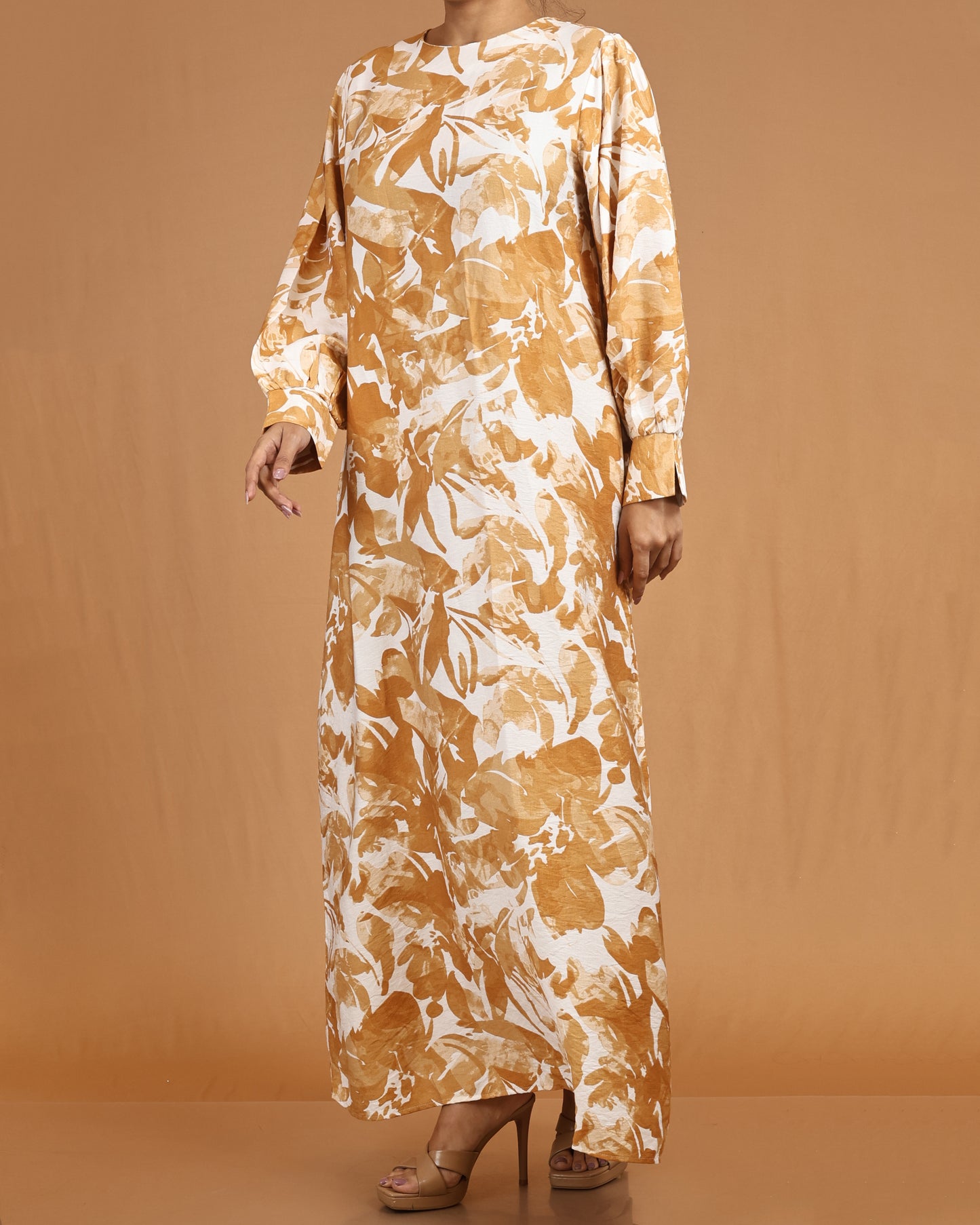 Amber Brushstroke Printed Abaya