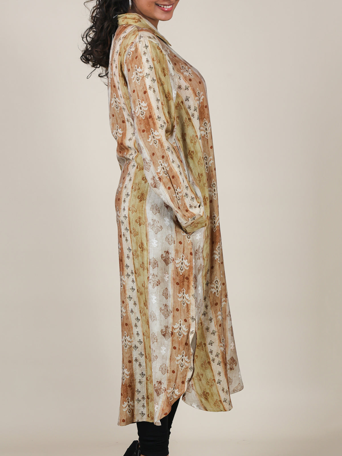 Nerissa Sand Stripe Print Shirt Dress