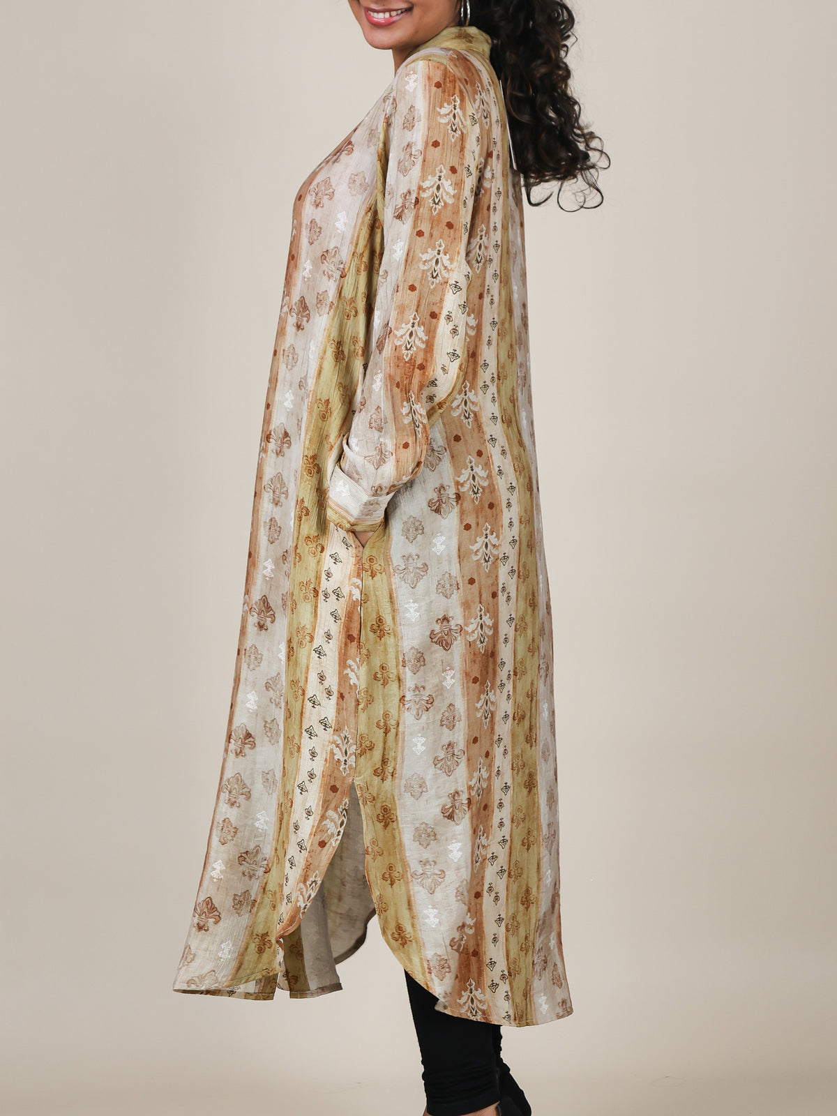 Nerissa Sand Stripe Print Shirt Dress